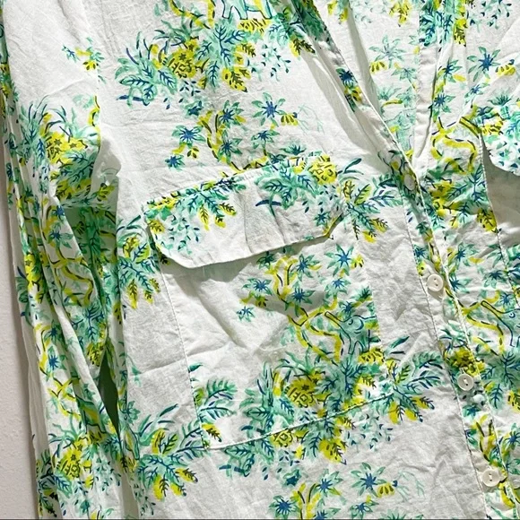ROBERTA ROLLER RABBIT Women’s White Green Elephant Print Button Up Top - Picture 4 of 9